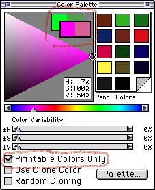 Colors Palette: Checkbox: Printable Color Only